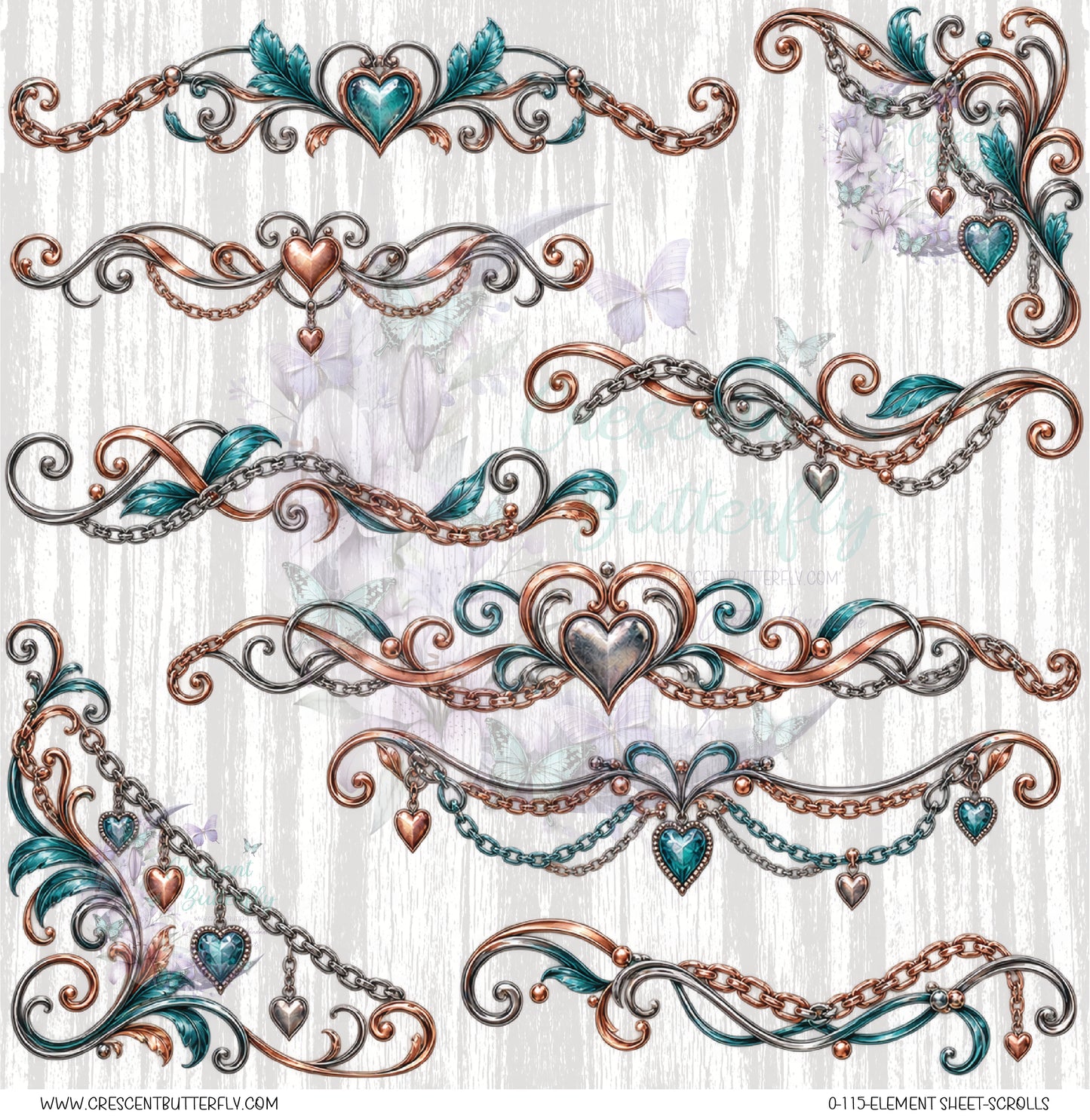 0-115-Element Sheet-Scrolls UV DTF