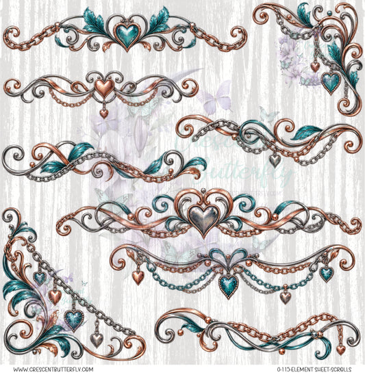 0-115-Element Sheet-Scrolls UV DTF