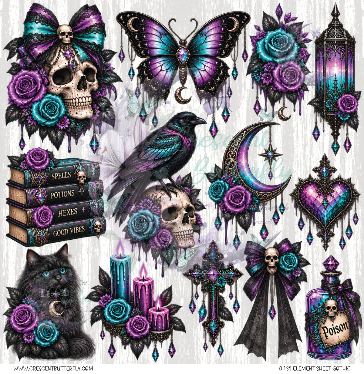 0-133-Element Sheet-Gothic UV DTF