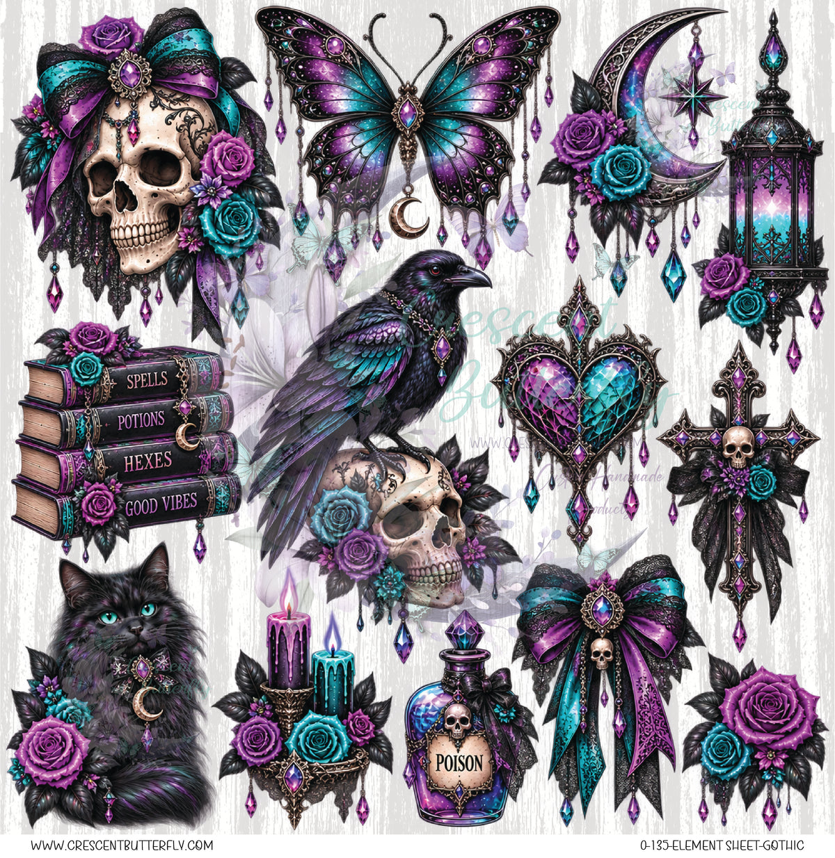 0-135-Element Sheet-Gothic UV DTF