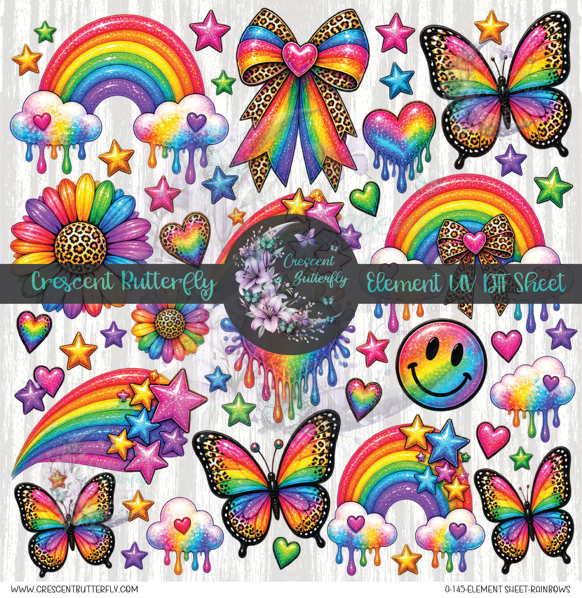 0-145-Element Sheet-Rainbows UV DTF
