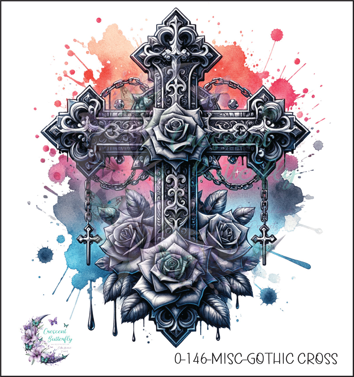 0-146-Misc-Gothic Cross UV DTF Decal