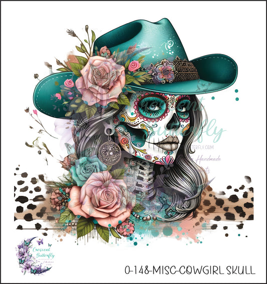 0-148-Misc-Cowgirl Skull UV DTF Decal