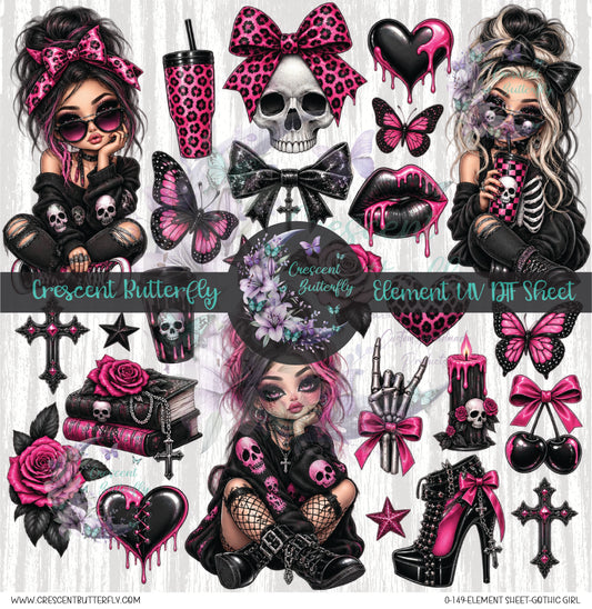 0-149-Element Sheet-Gothic Girl UV DTF