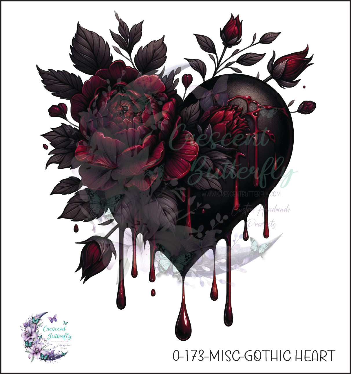 0-173-Misc-Gothic Heart UV DTF Decal