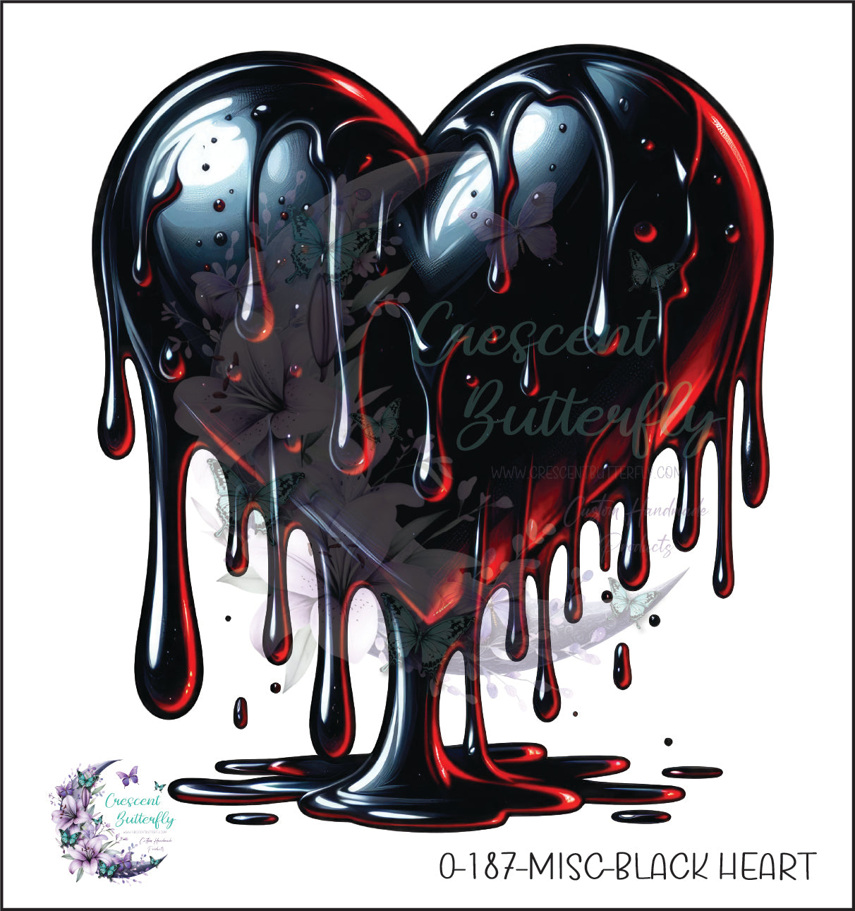0-187-Misc-Black Heart UV DTF Decal