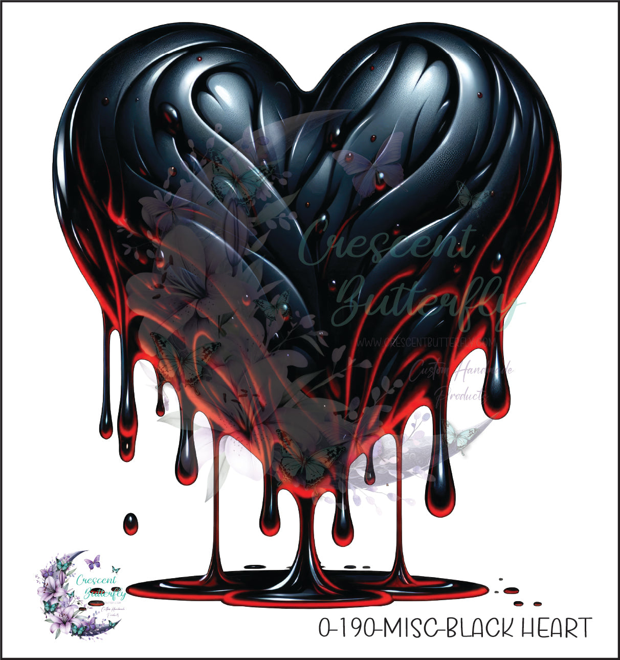 0-190-Misc-Black Heart UV DTF Decal