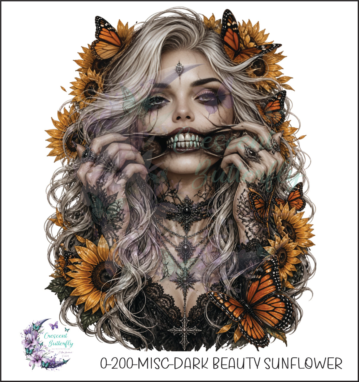 0-200-Misc-Dark Beauty Sunflower UV DTF Decal