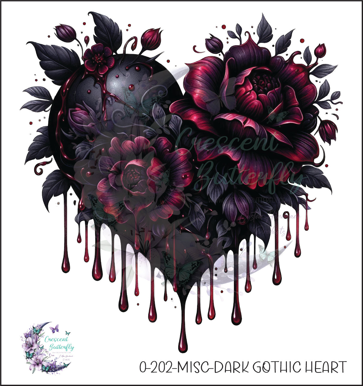 0-202-Misc-Dark Gothic Heart UV DTF Decal