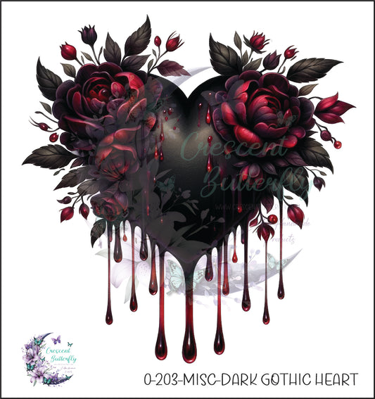 0-203-Misc-Dark Gothic Heart UV DTF Decal