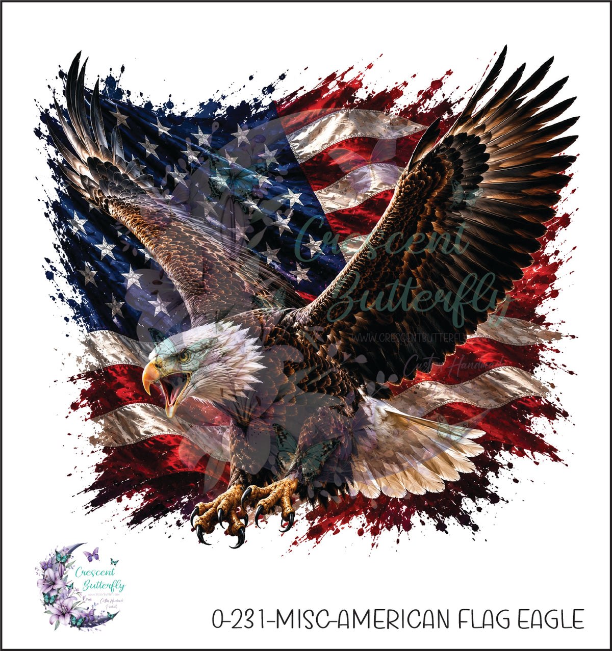 0-231-Misc-American Flag Eagle UV DTF Decal