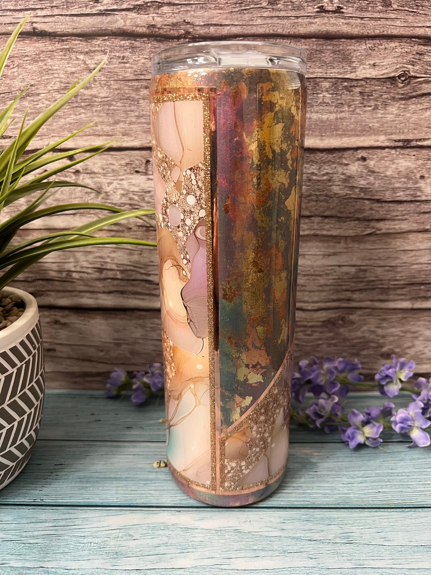 Beige Glitter Handmade Custom Epoxy Tumbler