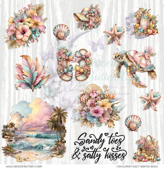 1-024-Element Sheet-Tropical Beach UV DTF