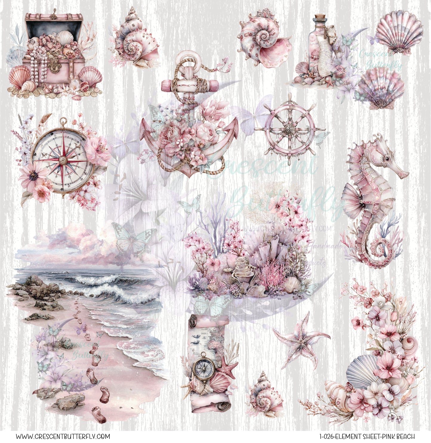 1-026-Element Sheet-Pink Beach UV DTF