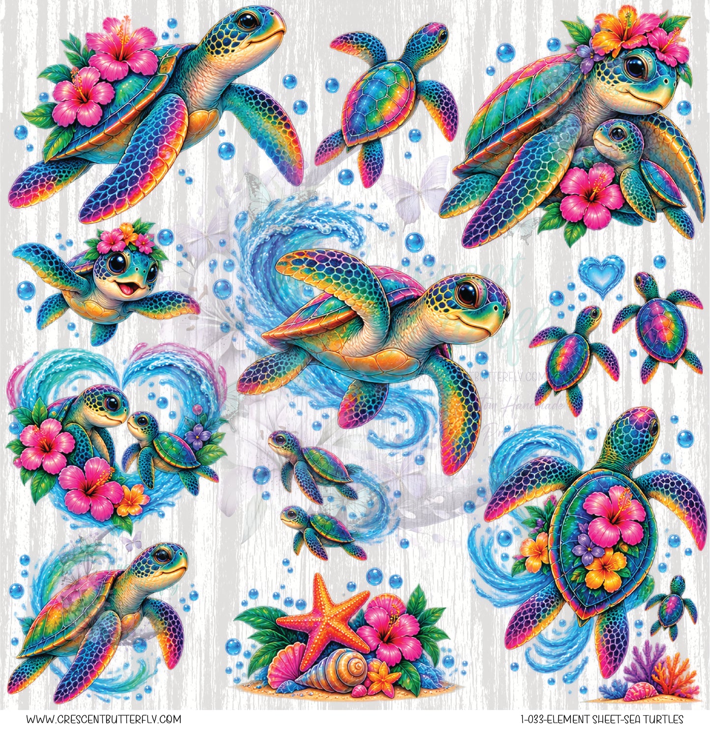 1-033-Element Sheet-Sea Turtles UV DTF