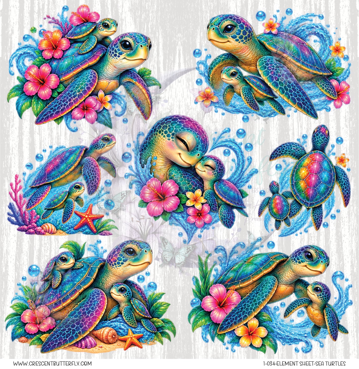1-034-Element Sheet-Sea Turtles UV DTF