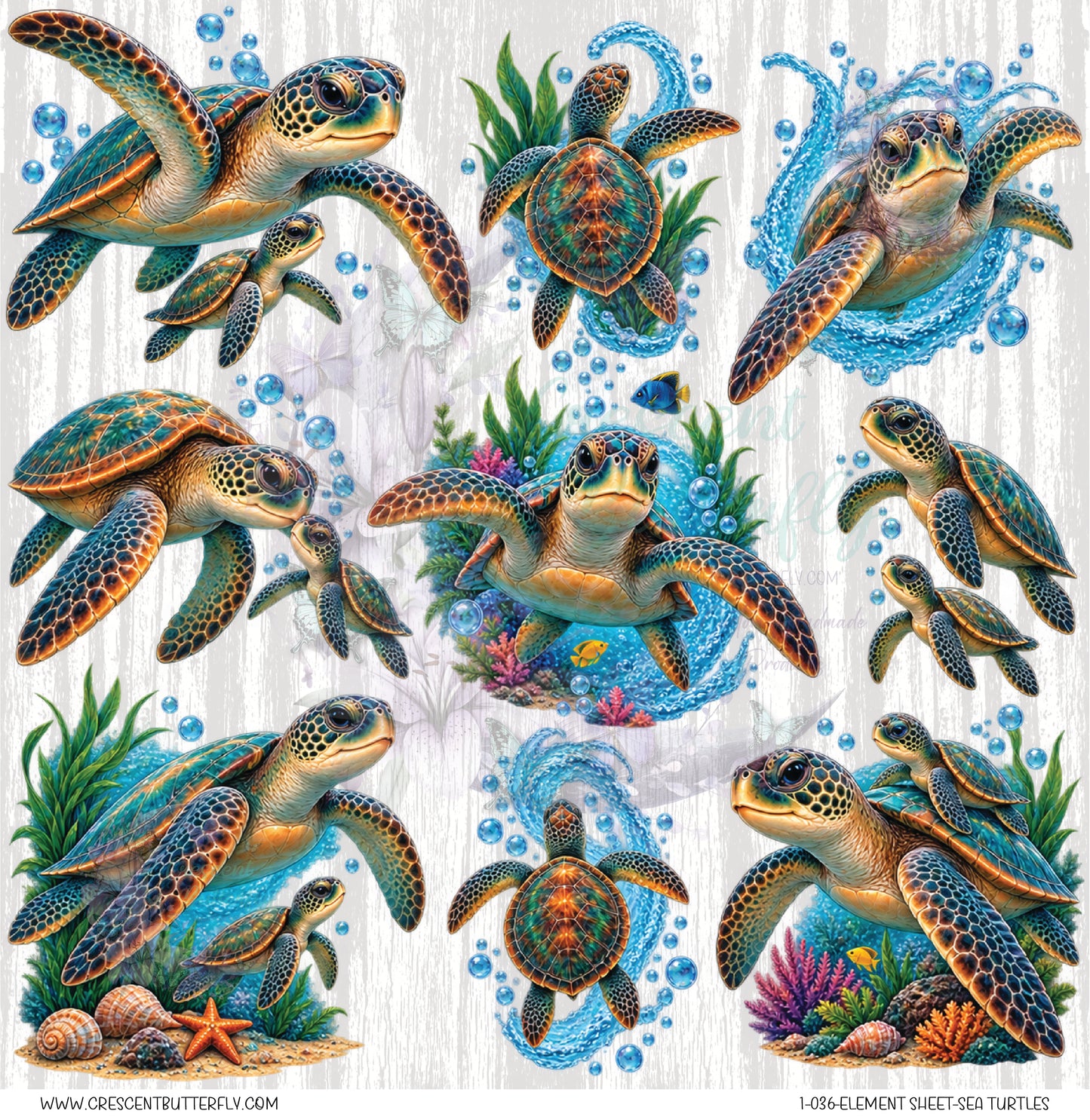 1-036-Element Sheet-Sea Turtles UV DTF