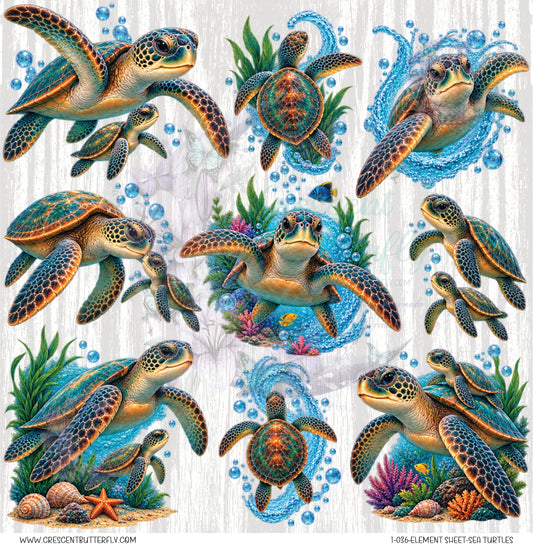 1-036-Element Sheet-Sea Turtles UV DTF