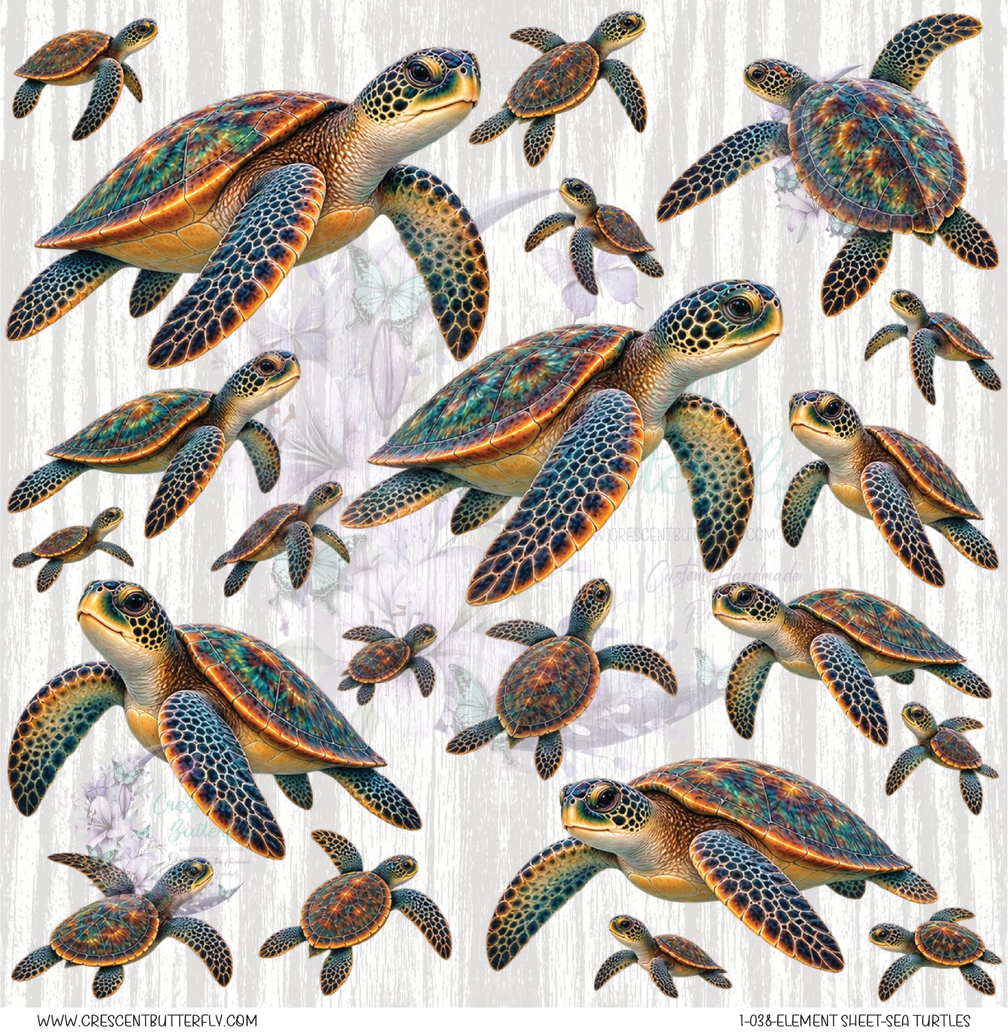 1-038-Element Sheet-Sea Turtles UV DTF