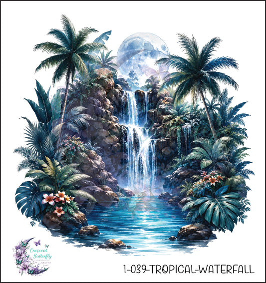 1-039-Tropical-Waterfall UV DTF Decal