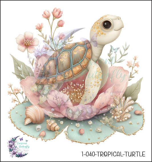 1-040-Tropical-Turtle UV DTF Decal