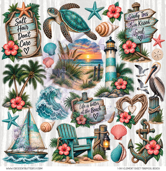 1-041-Element Sheet-Tropical Beach UV DTF