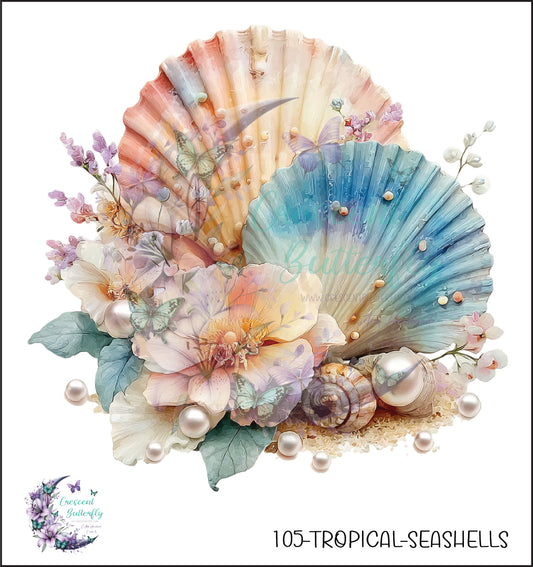 105-Tropical-Seashells UV DTF Decal