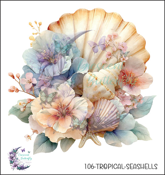 106-Tropical-Seashells UV DTF Decal