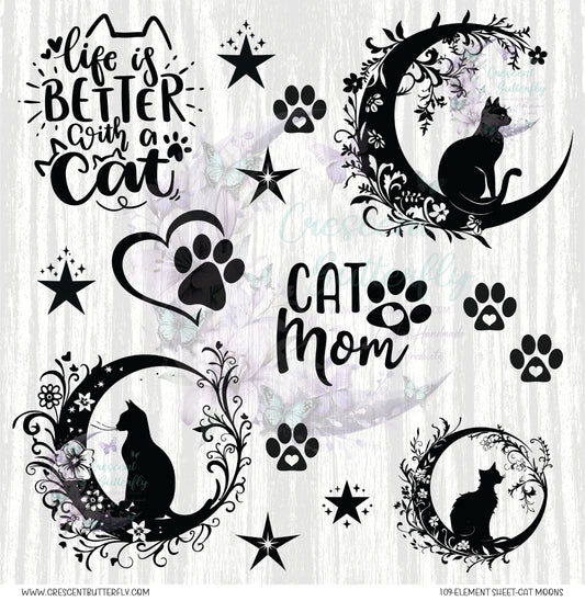 109-Element Sheet-Cat Moons UV DTF