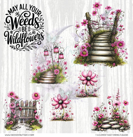 114-Element Sheet-Spring Flowers UV DTF