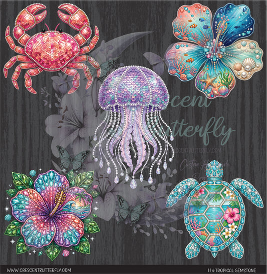 114-Tropical Gemstone 10x10 UV DTF Sheet