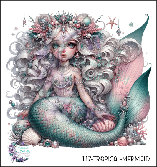 117-Tropical-Mermaid UV DTF Decal