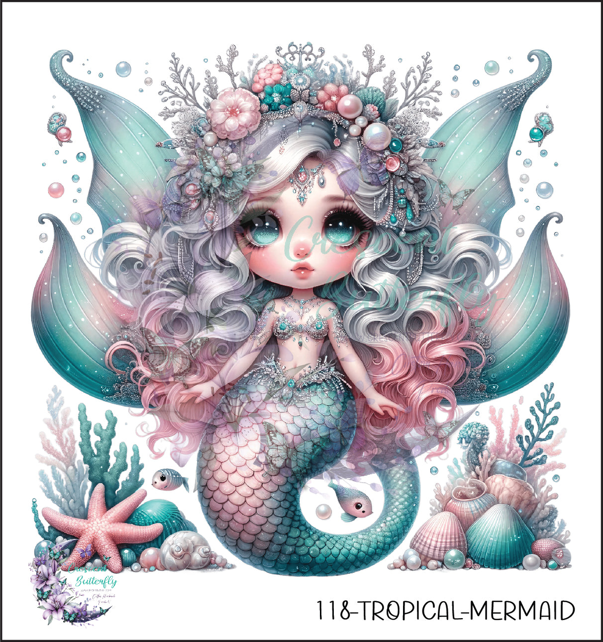 118-Tropical-Mermaid UV DTF Decal