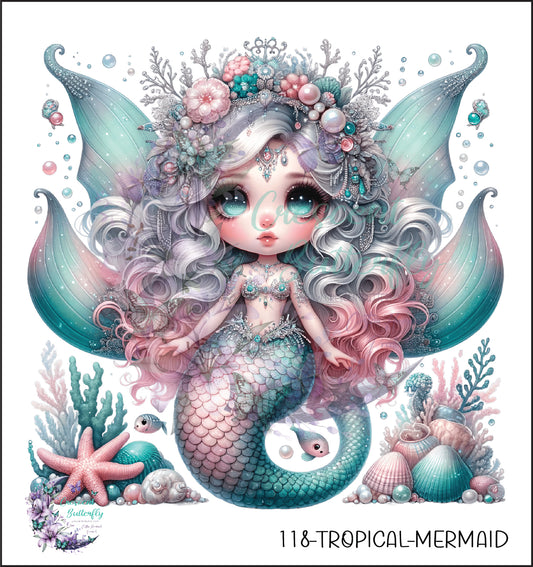 118-Tropical-Mermaid UV DTF Decal