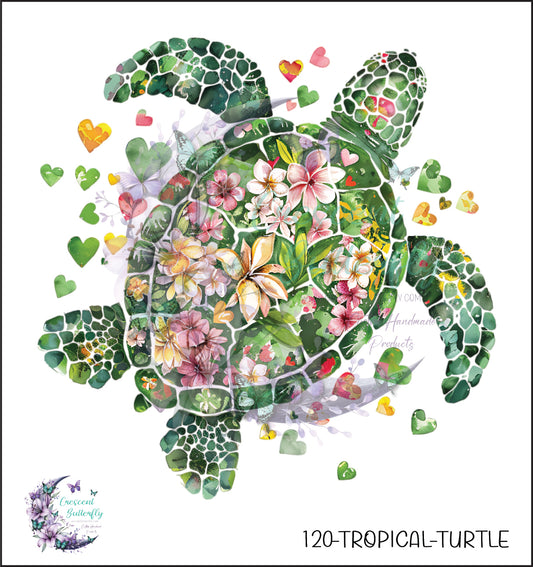 120-Tropical-Turtle UV DTF Decal