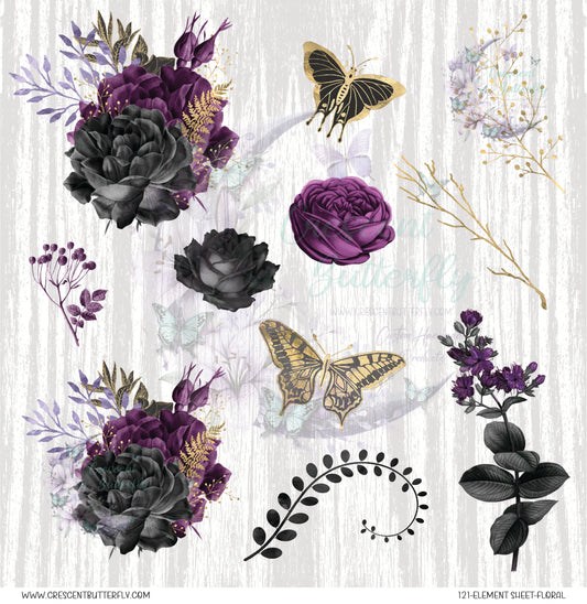 121-Element Sheet-Floral UV DTF