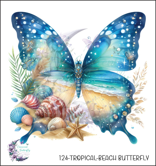 124-Tropical-Beach Butterfly UV DTF Decal