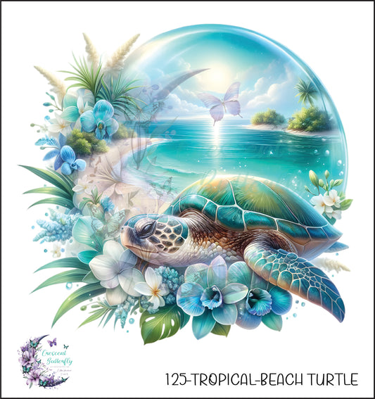 125-Tropical-Beach Turtle UV DTF Decal