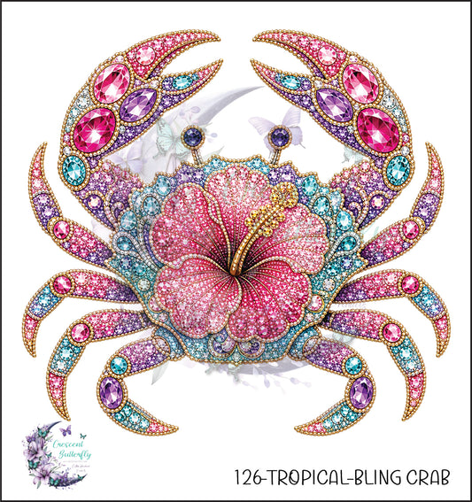 126-Tropical-Bling Crab UV DTF Decal