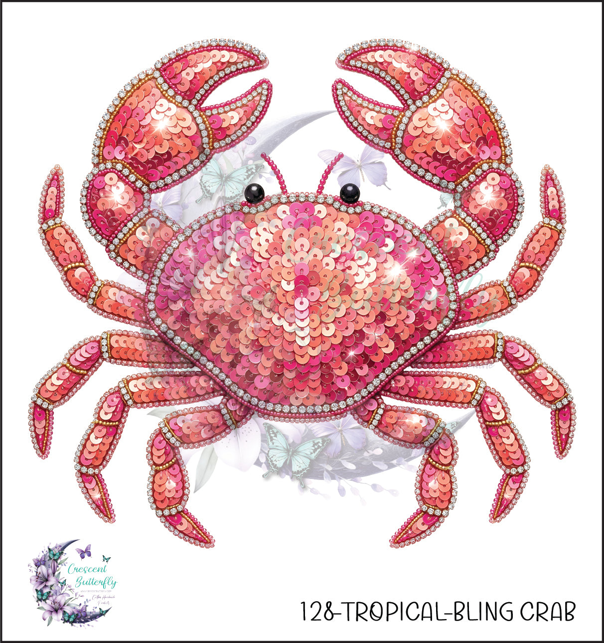 128-Tropical-Bling Crab UV DTF Decal