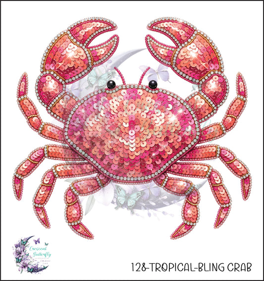128-Tropical-Bling Crab UV DTF Decal