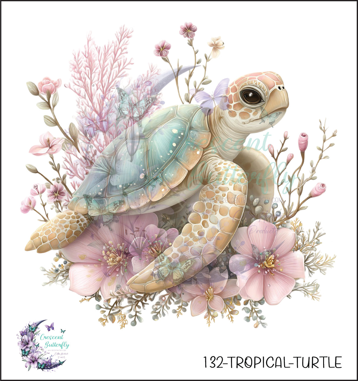 132-Tropical-Turtle UV DTF Decal