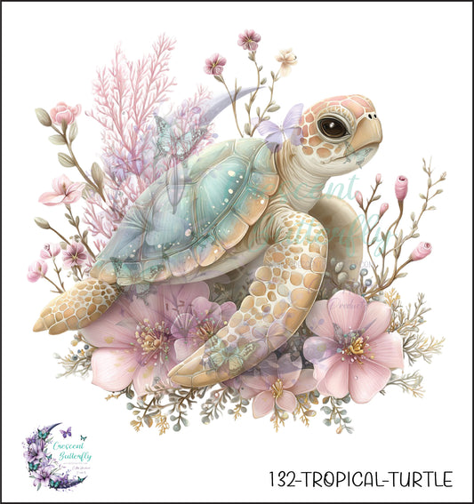 132-Tropical-Turtle UV DTF Decal