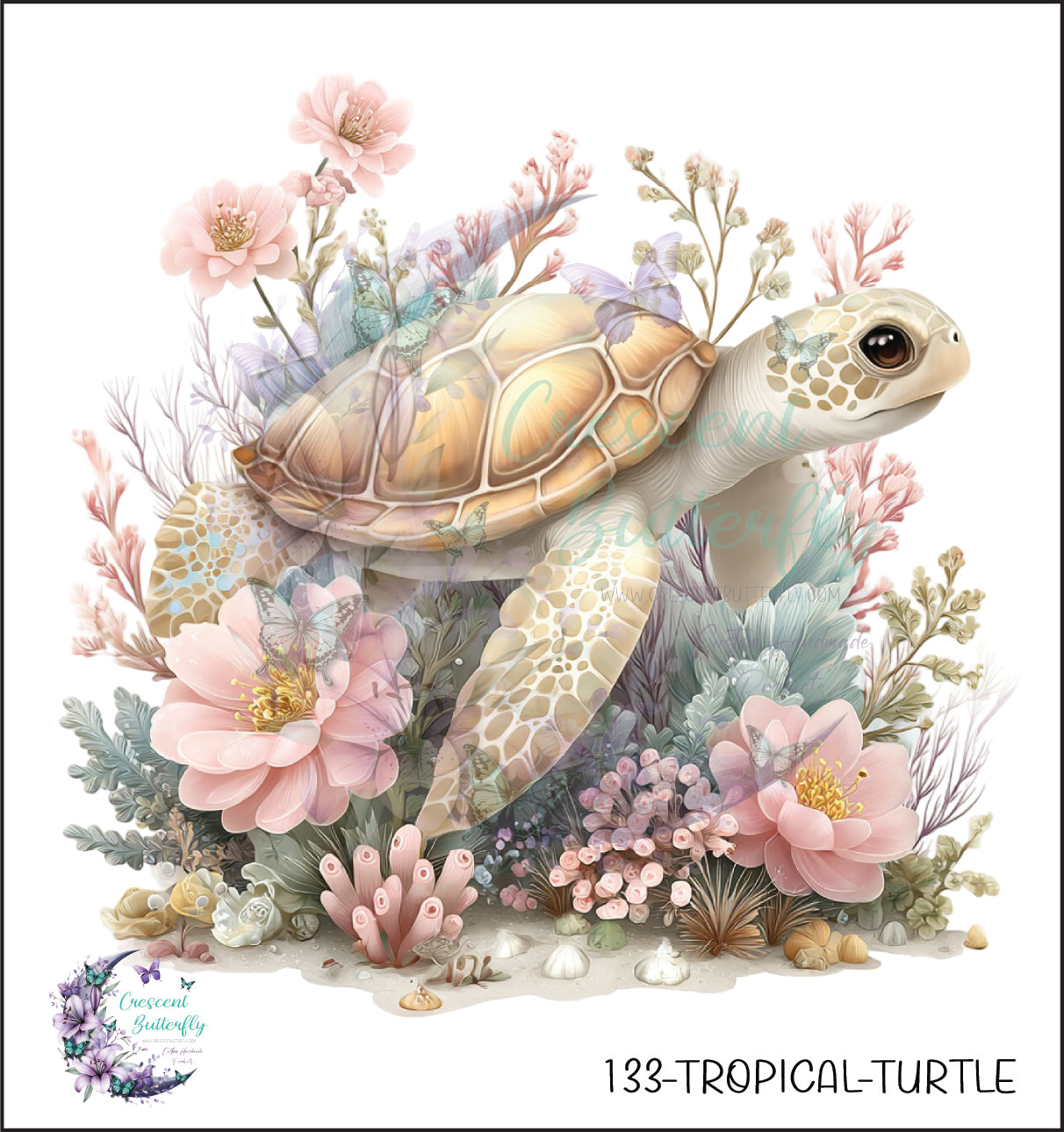 133-Tropical-Turtle UV DTF Decal