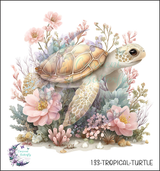 133-Tropical-Turtle UV DTF Decal