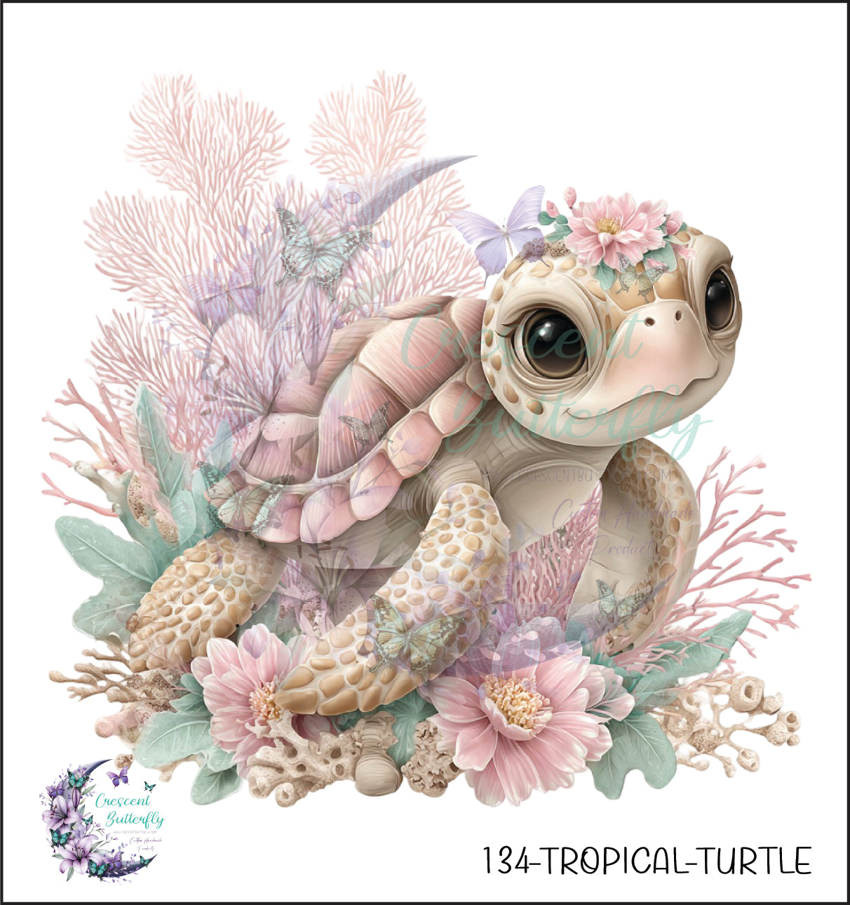 134-Tropical-Turtle UV DTF Decal