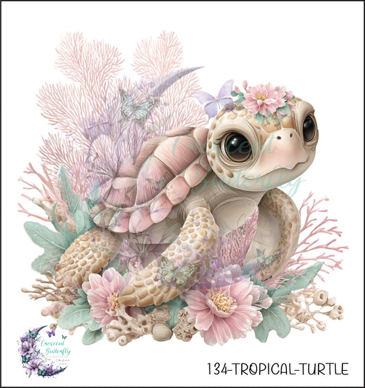 134-Tropical-Turtle UV DTF Decal