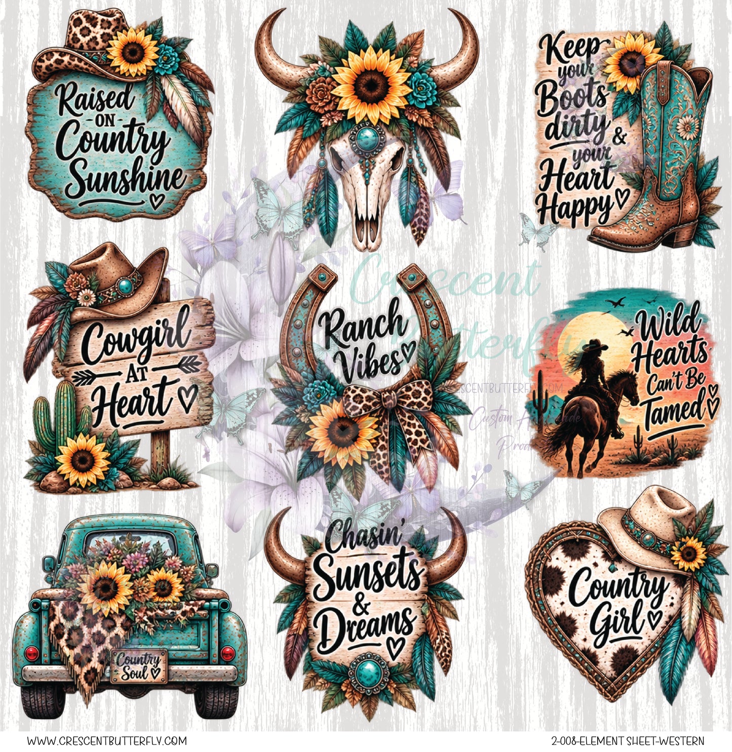 2-008-Element Sheet-Western UV DTF