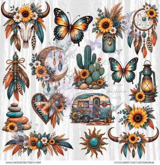 2-013-Element Sheet-Western Boho UV DTF