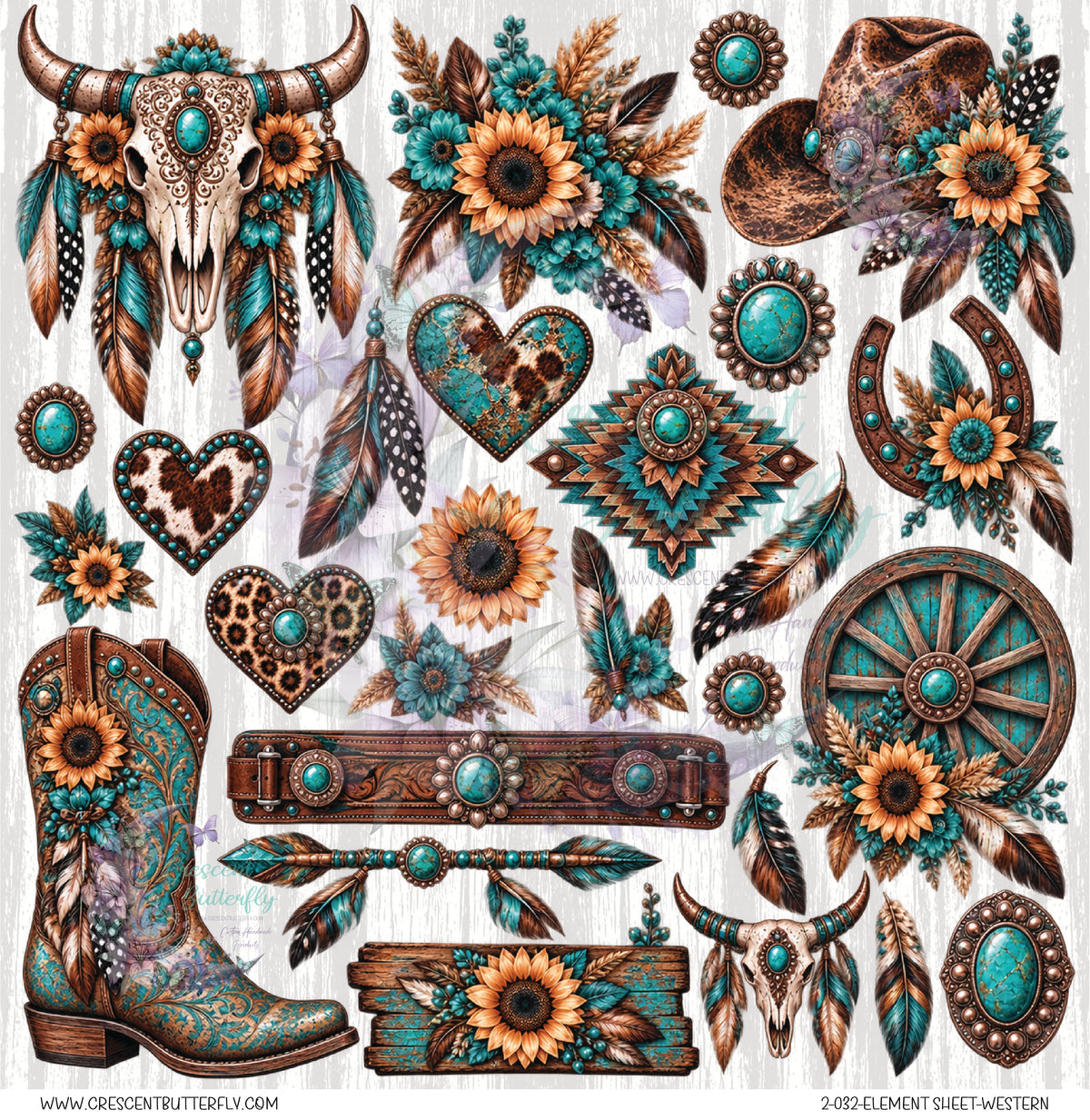 2-032-Element Sheet-Western UV DTF